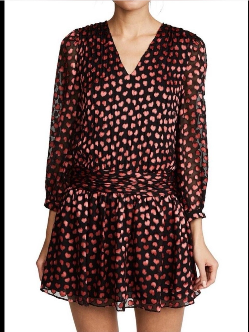 Alice + Olivia Black Mini Dress with red Heart Print